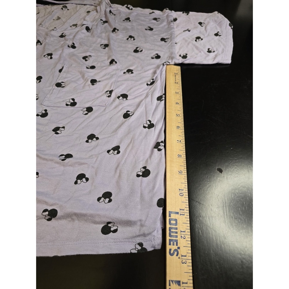Disney Costco Minnie Mouse Pajama Set Womens M Purple Rayon Soft PJ Top & Shorts - Picture 3 of 12